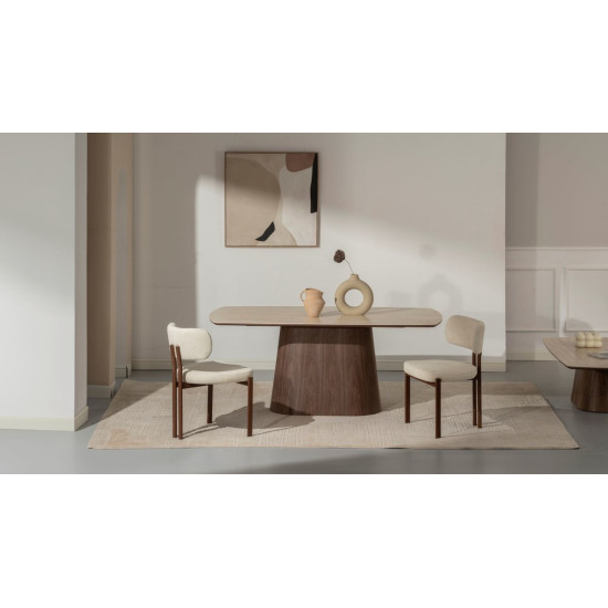 Кухонный стул TANO орех металл/бежевая ткань 9