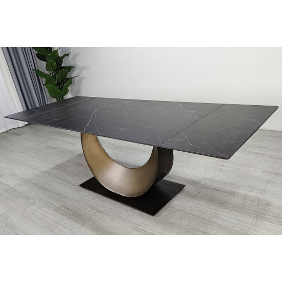 Стіл обідній розкладний AMELIA CERAMIC 160(240)*90 стіл чорний мат/бронзовий 5