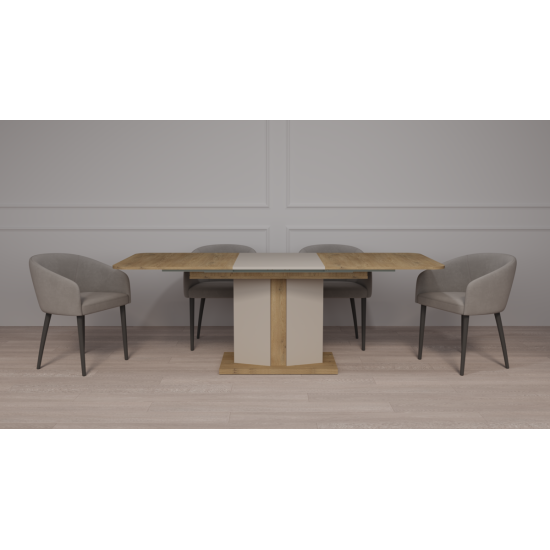 Обідній стіл розкладний CRYSTAL D/K MAX 160(190-220)х90 дуб кремона торро/кашемір 2