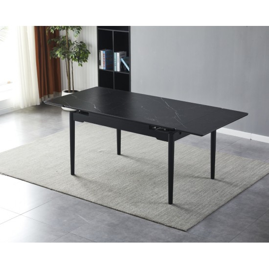 Стол обеденный раскладной BONN II CERAMIC 140(200)*90 черный мат/черный каркас 3
