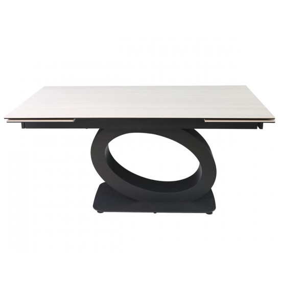 Стіл OVIDIO CERAMIC 160(240)*90 білий дуб/чорний каркас 3