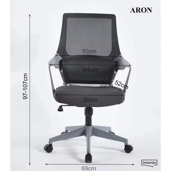 Кресло компьютерное ARON Черное / Черный каркас 11