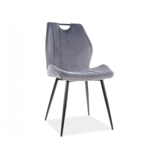 Стул ARCO VELVET черный каркас / серый BLUVEL 14 ARCOVCSZ 1