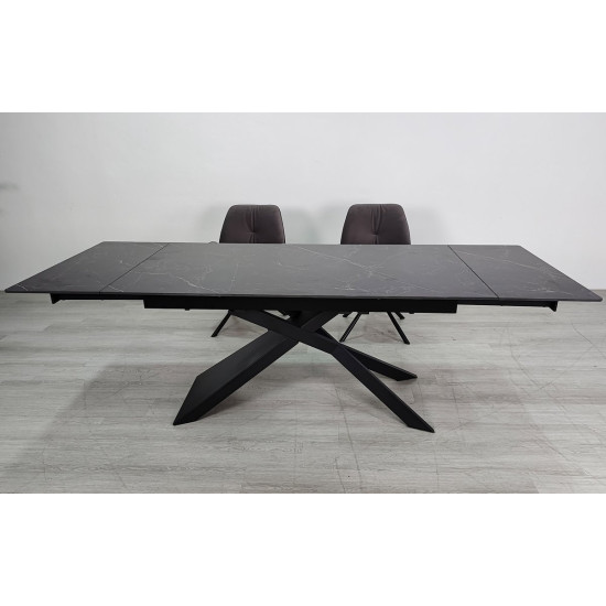 Стіл обідній розкладний MADISON CERAMIC 160(240)*90 чорний мат/чорний 3