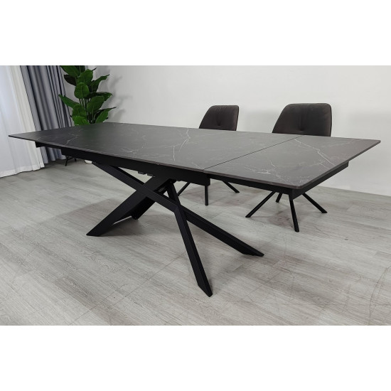 Стіл обідній розкладний MADISON CERAMIC 160(240)*90 чорний мат/чорний 6