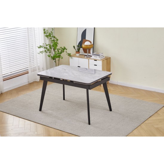 Стол обеденный раскладной OSLO CERAMIC 120(180)*80 серый глянец/черный каркас 2