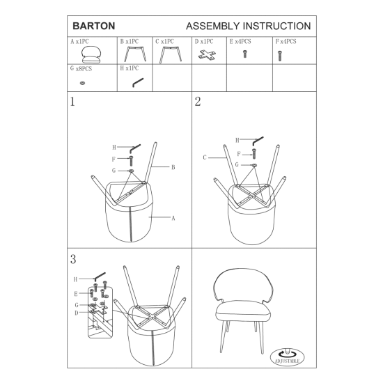Кухонный стул BARTON с черным каркасом и темно-коричневой экокожей 10
