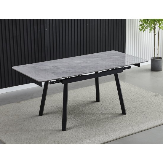 Стіл обідній розкладний MADRID CERAMIC 120(180)*85 сірий глянець / чорний каркас 3