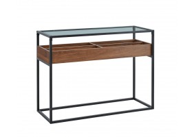 Журнальный столик HARMONY C прозрачный+орех / черный 110x40 HARMONYCORC