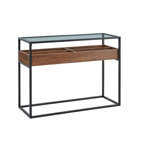 Журнальный столик HARMONY C прозрачный+орех / черный 110x40 HARMONYCORC