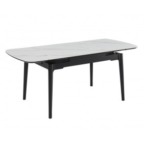 Стол DUBLIN CERAMIC 120(180)*80 белый мат/черный каркас