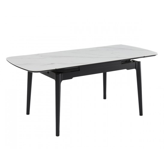 Стол DUBLIN CERAMIC 120(180)*80 белый мат/черный каркас 1