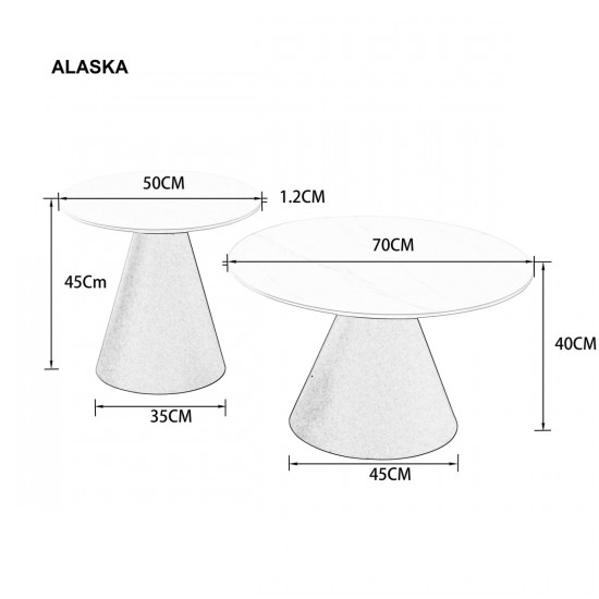 Журнальный столик ALASKA Серый глянец / Черный (к-кт) 70 см. &Д. 50 см. 9