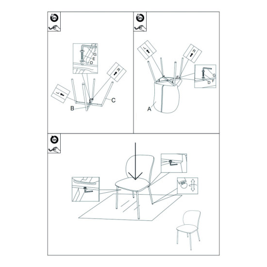 Стул кухонный CARO Черный каркас / Серая ткань 8