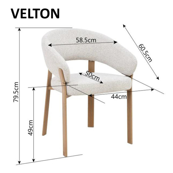 Стул VELTON дуб металл / бежевая ткань 9
