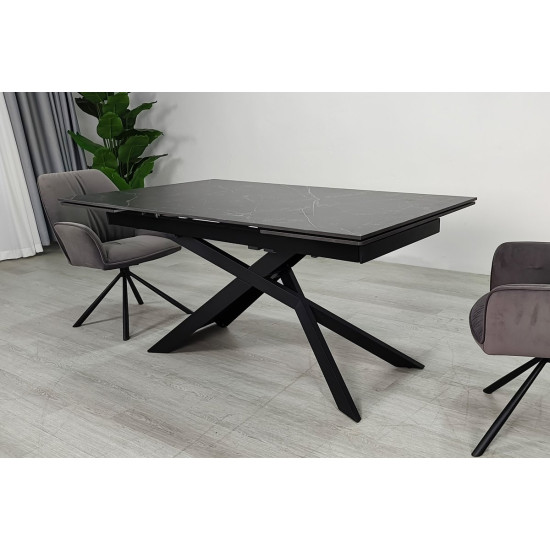 Стіл обідній розкладний MADISON CERAMIC 160(240)*90 чорний мат/чорний 5