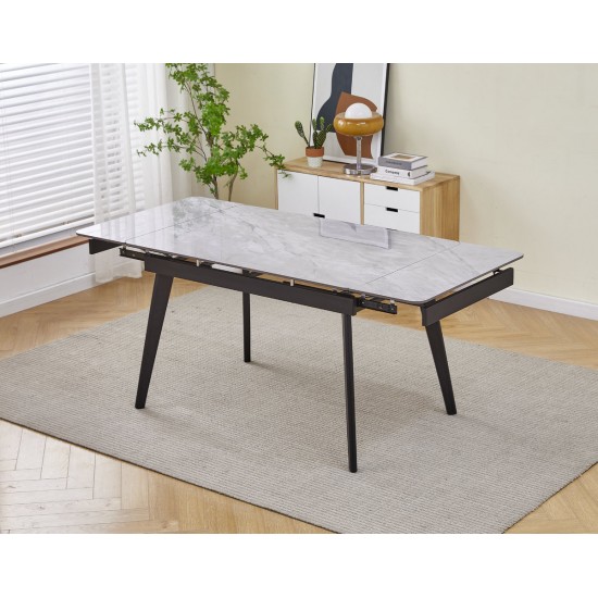 Стол обеденный раскладной OSLO CERAMIC 120(180)*80 серый глянец/черный каркас 3