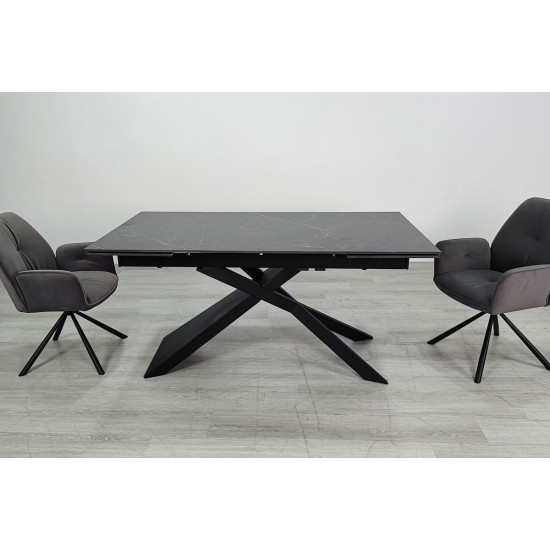 Стіл обідній розкладний MADISON CERAMIC 160(240)*90 чорний мат/чорний 2