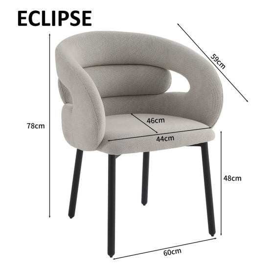 Кухонный стул ECLIPSE с черным каркасом и светло-серой тканью 9