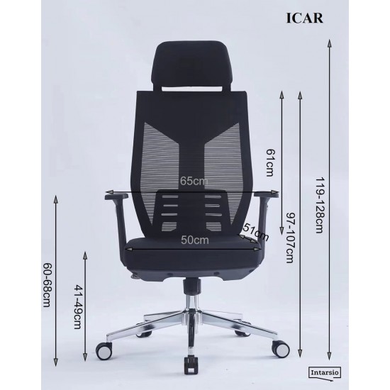 Кресло компьютерное ICAR Черное / Хром 8