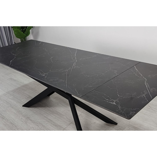 Стіл обідній розкладний MADISON CERAMIC 160(240)*90 чорний мат/чорний 8