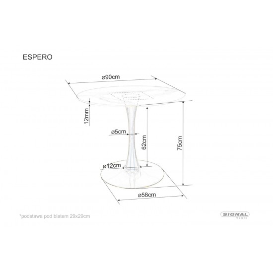 Стол ESPERO белый эффект мрамора/белый д.90 ESPEROCB90 9