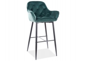 Барный стул CHERRY H-1 VELVET черный каркас / зеленый BLUVEL 78 CHERRYH1VCZ