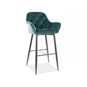 Барный стул CHERRY H-1 VELVET черный каркас / зеленый BLUVEL 78 CHERRYH1VCZ
