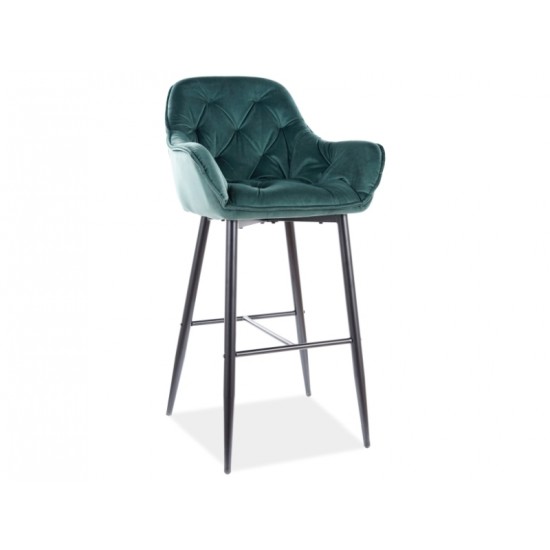 Барный стул CHERRY H-1 VELVET черный каркас / зеленый BLUVEL 78 CHERRYH1VCZ 1