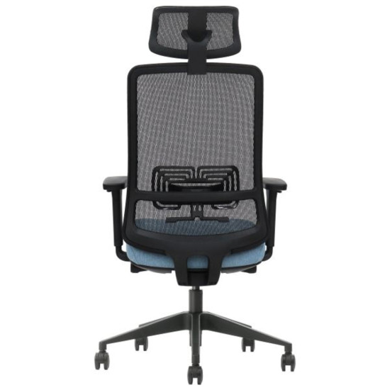 Офисное кресло TERRY черное/синяя ткань/черный каркас 5