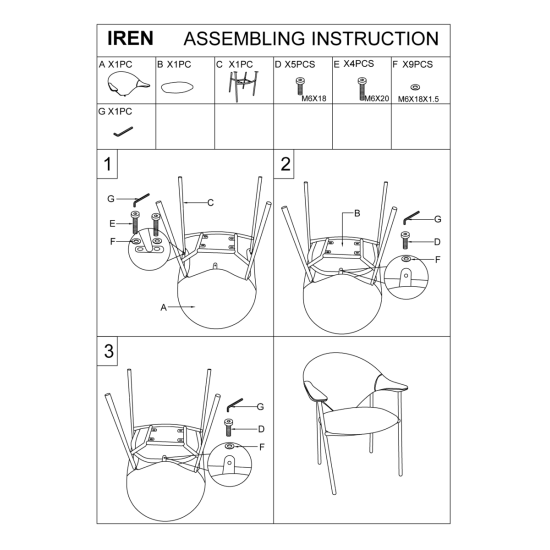 Кухонный стул IREN с черным каркасом и бежевой экокожей 10