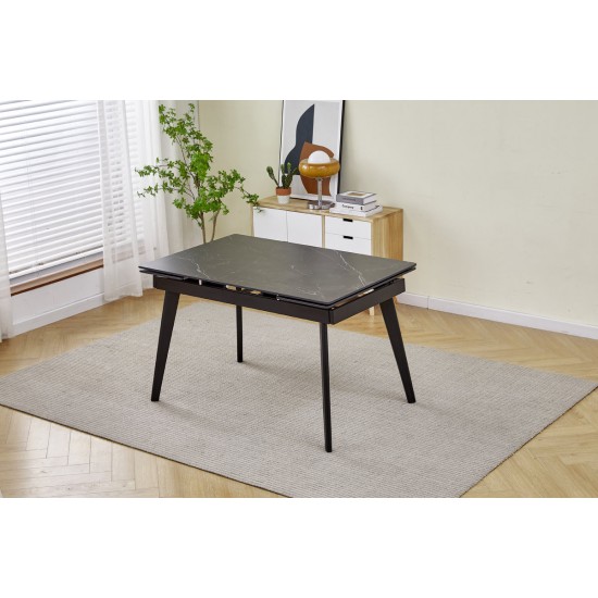 Стіл обідній розкладний OSLO CERAMIC 120(180)*80 чорний глянець/чорний каркас 2