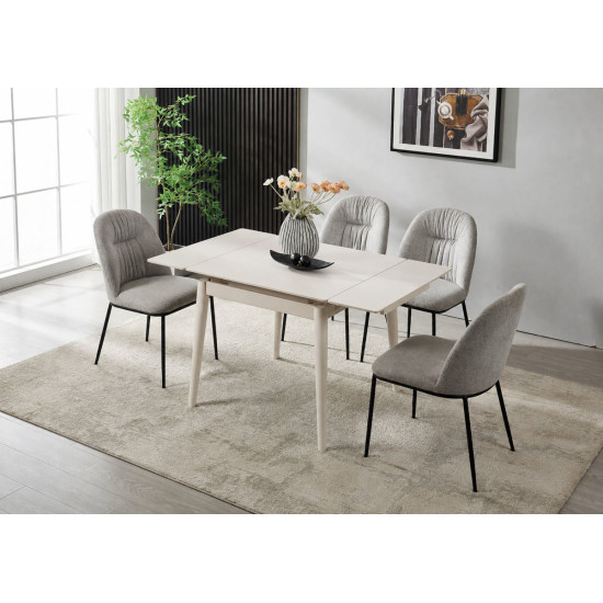 Стол обеденный раскладной AVENTO CERAMIC 80(130)*80 белый / кашемир 6