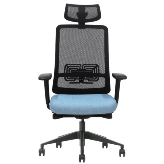 Офисное кресло TERRY черное/синяя ткань/черный каркас 4