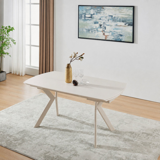 Стіл обідній розкладний NOREEN CERAMIC 140(200)*80 білий / кашемір 7