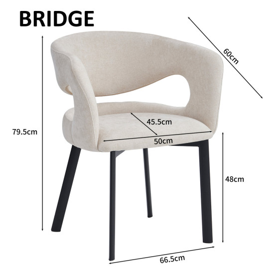 Кухонный стул BRIDGE с черным каркасом и светло-бежевой тканью 9
