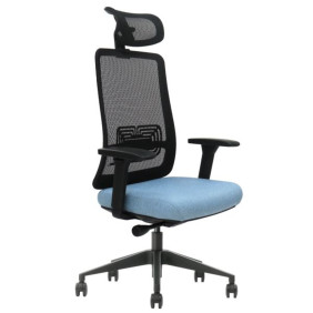 Офисное кресло TERRY черное/синяя ткань/черный каркас