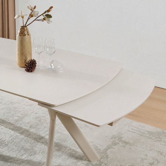 Стіл обідній розкладний NOREEN CERAMIC 140(200)*80 білий / кашемір 6