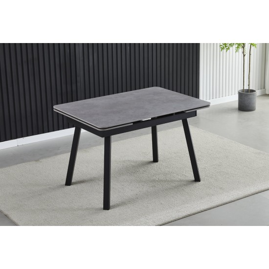 Стіл обідній розкладний MADRID CERAMIC 120(180)*85 grigio latte matt / чорний каркас 2
