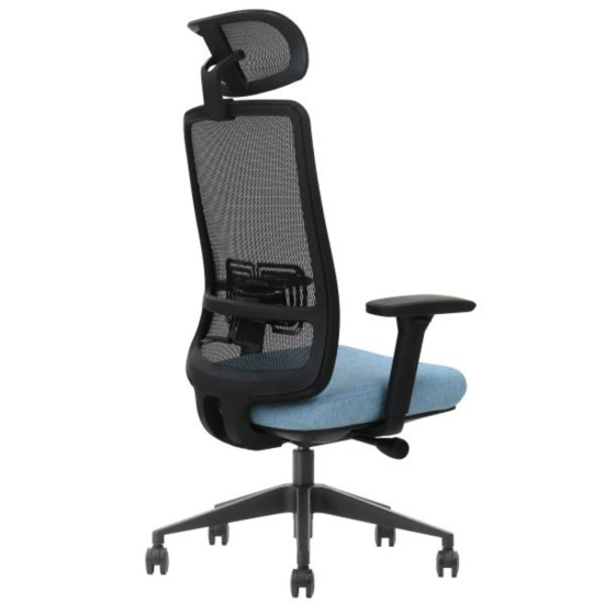 Офисное кресло TERRY черное/синяя ткань/черный каркас 3