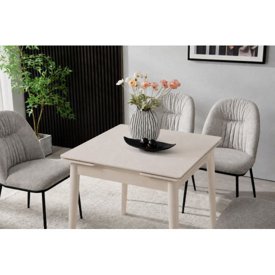 Стол обеденный раскладной AVENTO CERAMIC 80(130)*80 белый / кашемир 4