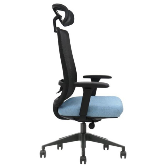 Офисное кресло TERRY черное/синяя ткань/черный каркас 2