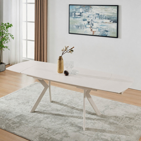 Стіл обідній розкладний NOREEN CERAMIC 140(200)*80 білий / кашемір 8