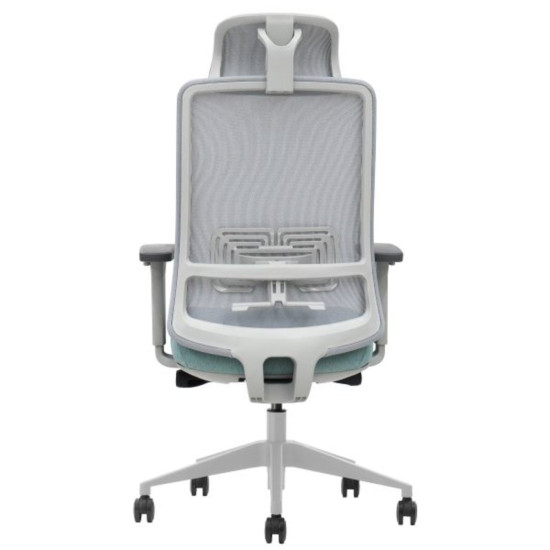 Офисное кресло TERRY серое/зеленая ткань/серый каркас 5