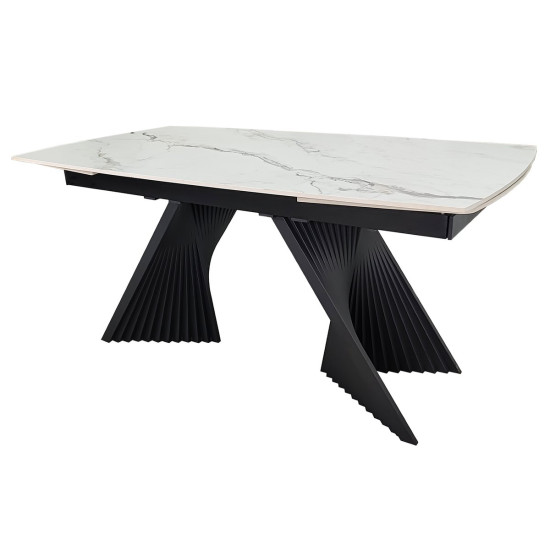 Стіл обідній розкладний EDMUND CERAMIC 160(240)*90 білий мат/чорний 2