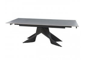 Стол ROSARIO CERAMIC 160(220)*90 серый мат/черный каркас