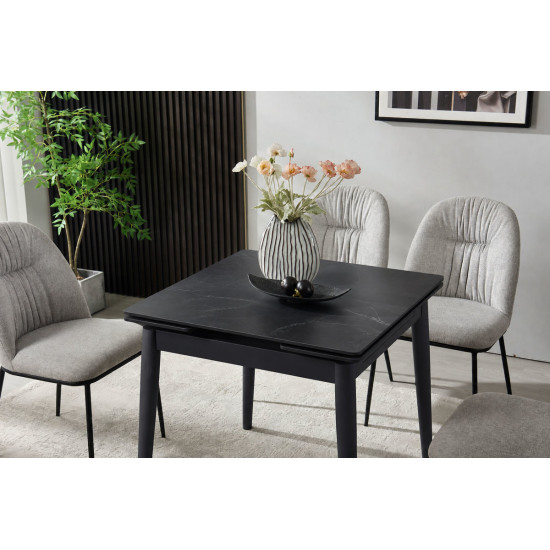 Стіл обідній розкладний AVENTO CERAMIC 80(130)*80 чорний / чорний 5