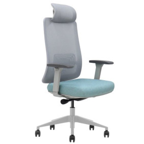 Офисное кресло TERRY серое/зеленая ткань/серый каркас