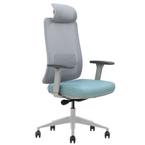 Офисное кресло TERRY серое/зеленая ткань/серый каркас 1