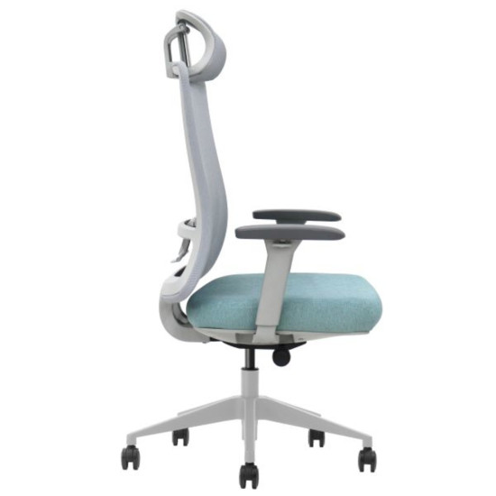 Офисное кресло TERRY серое/зеленая ткань/серый каркас 4